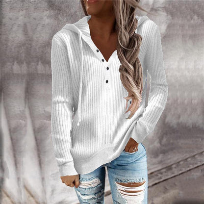 Women Casual Knitting  V Neck Hoodies Sweaters