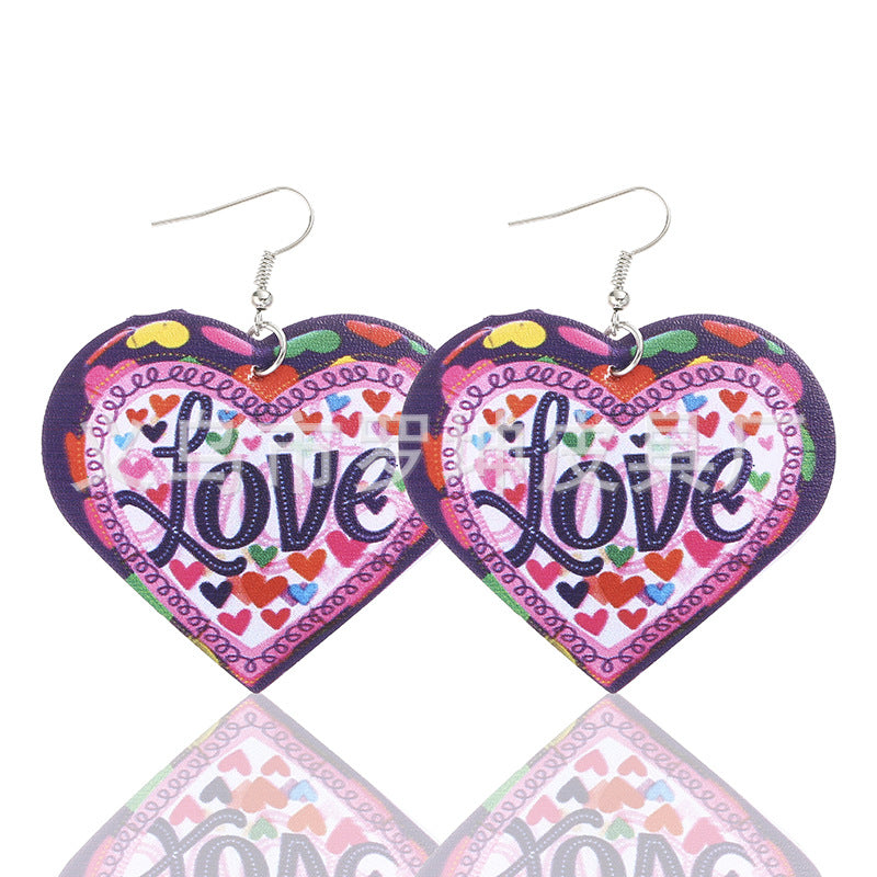 3pcs/Set Pu Leather Sweetheart Design Pink Earrings for Women