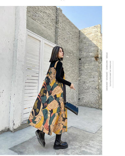 Retro Women Print Cozy Long Dresses-STYLEGOING