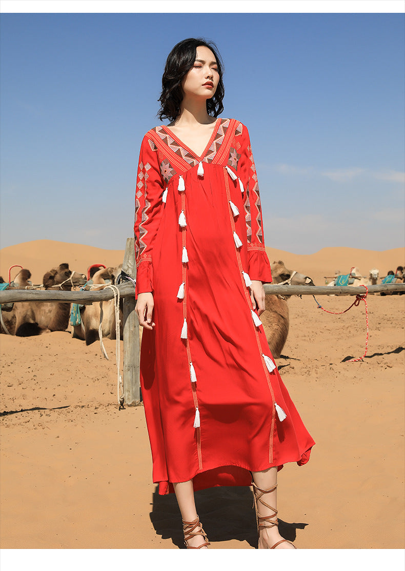Vintage Ethnic Summer Beach Fairy Long Dresses