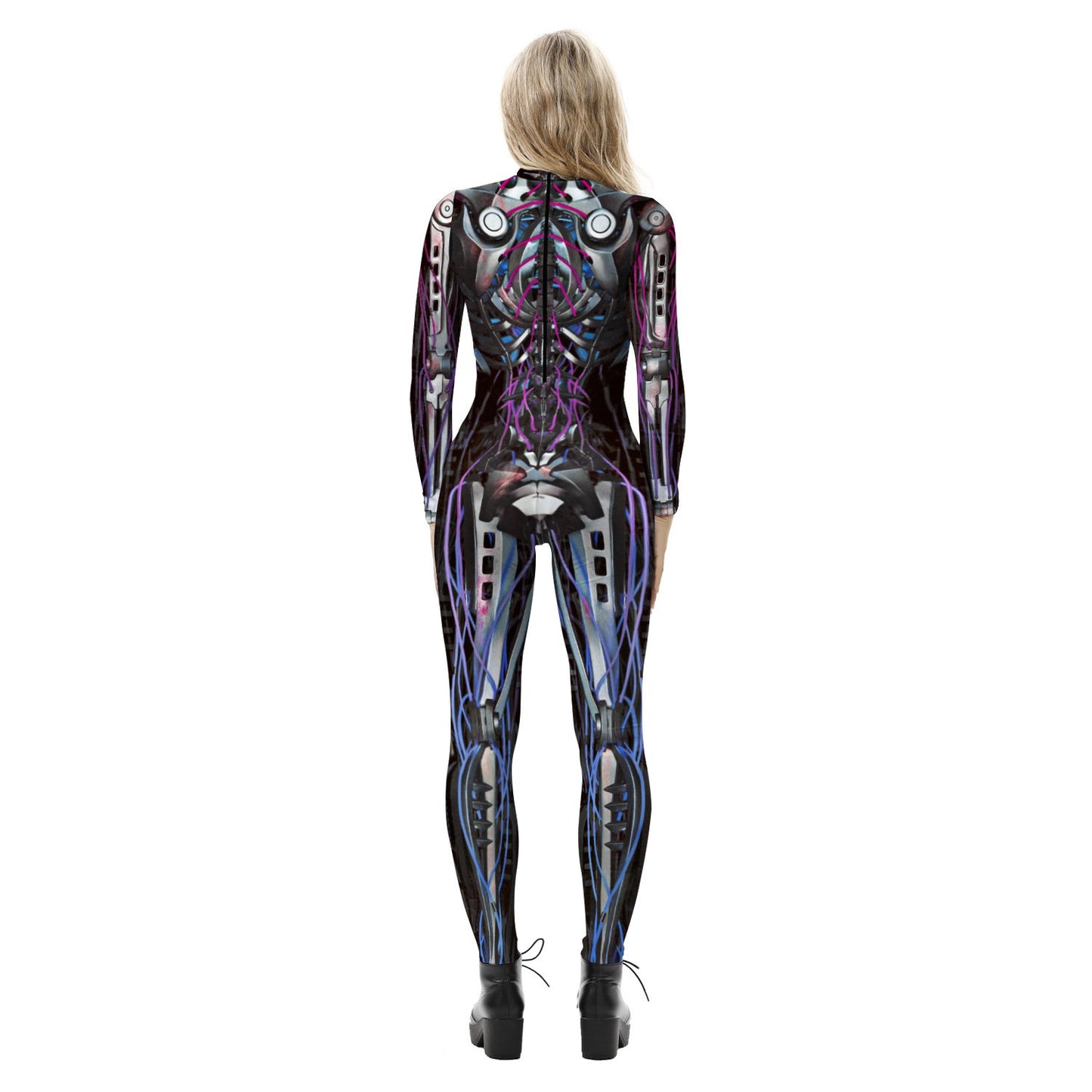 Halloween Skeleton Print Long Sleeves Slim Jumpsuits Cosplay