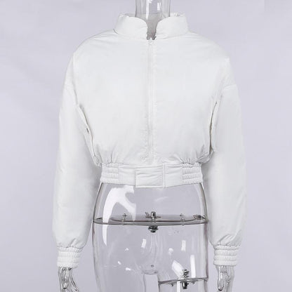 Women Cotton Zipper Short Coats