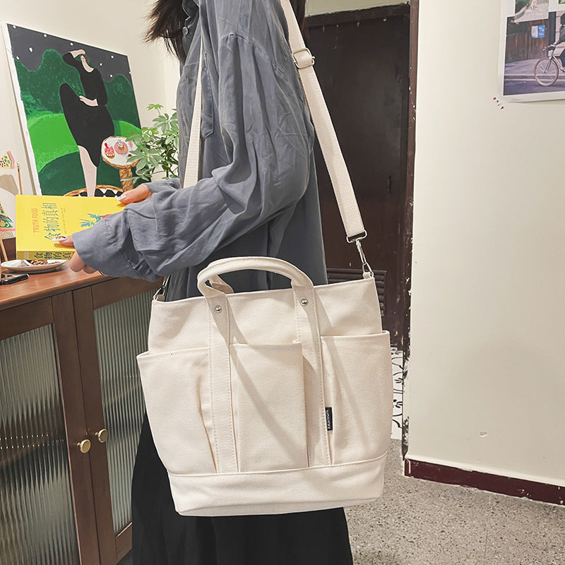 Women Large Storage Multi Pockets Canvas Mom Tote Handag