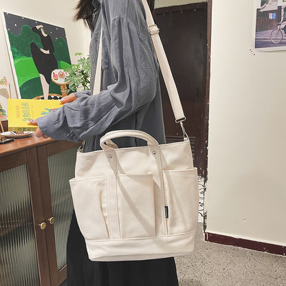 Women Large Storage Multi Pockets Canvas Mom Tote Handag
