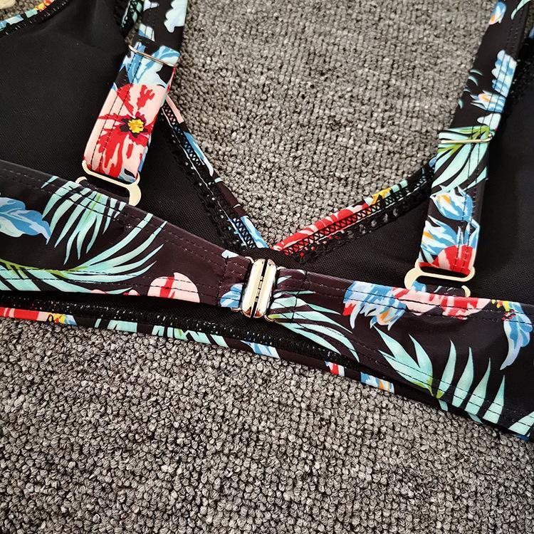 Women High Waist Floral Print V Neck Bikini-STYLEGOING
