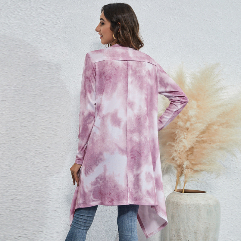 Irregular Design Dyed Long Cardigan Coats for Women