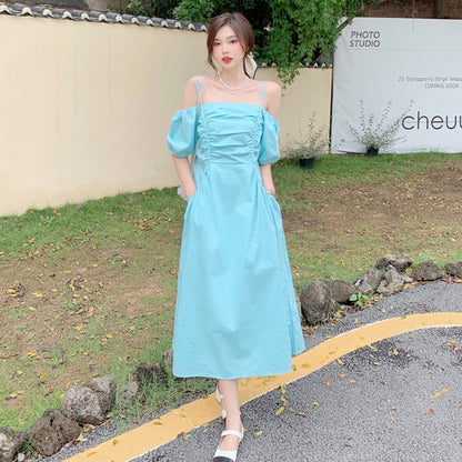 Off The Shoulder Summer Puff Sleeves Plus Sizes A-line Dresses