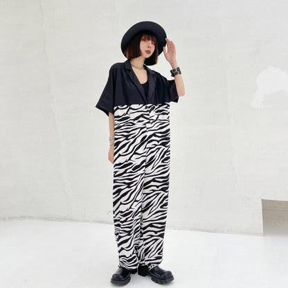 Casual Zebra Print Summer Jumpsuits-STYLEGOING