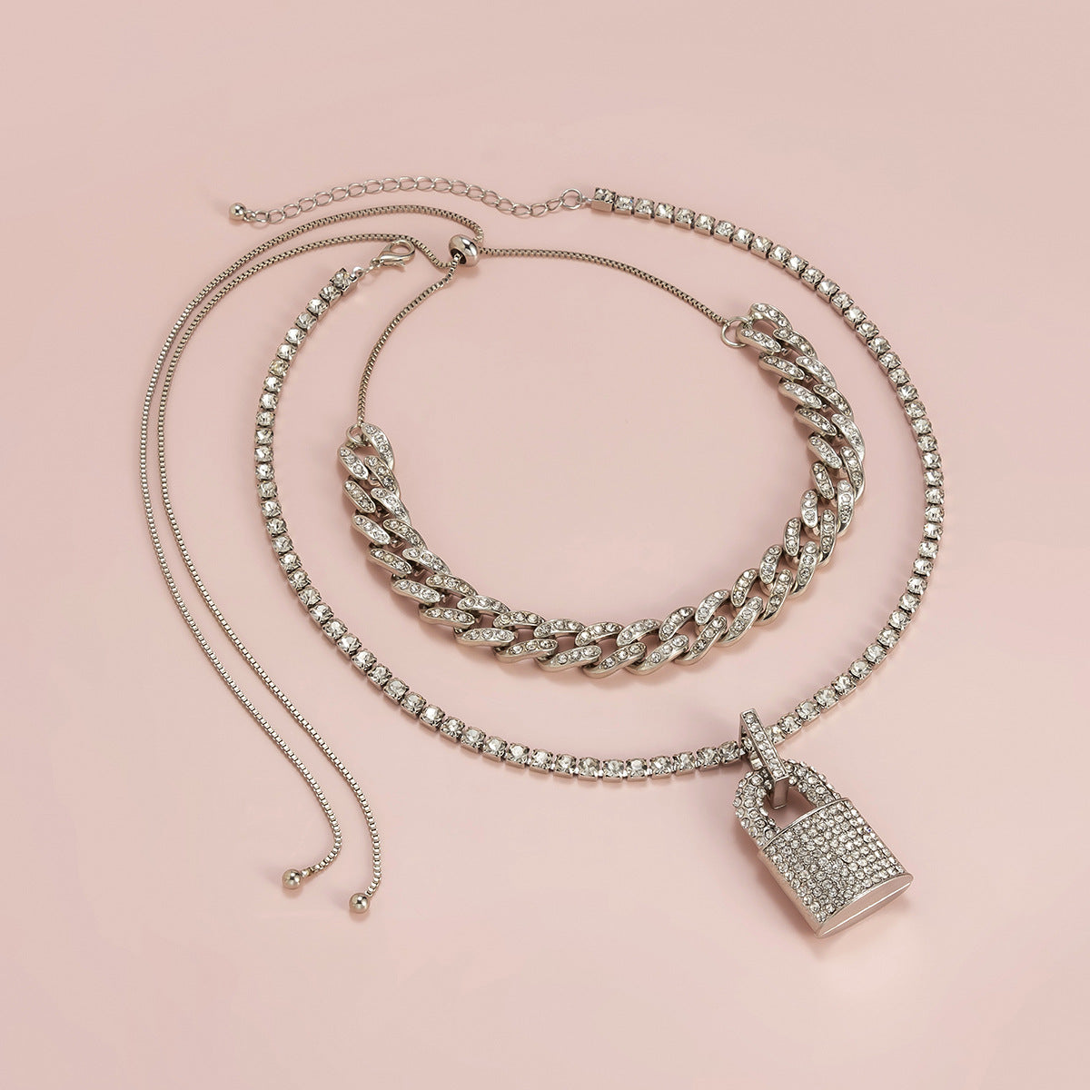 Creative Lock Design Rhinestone Clavicle Necklace for Women
