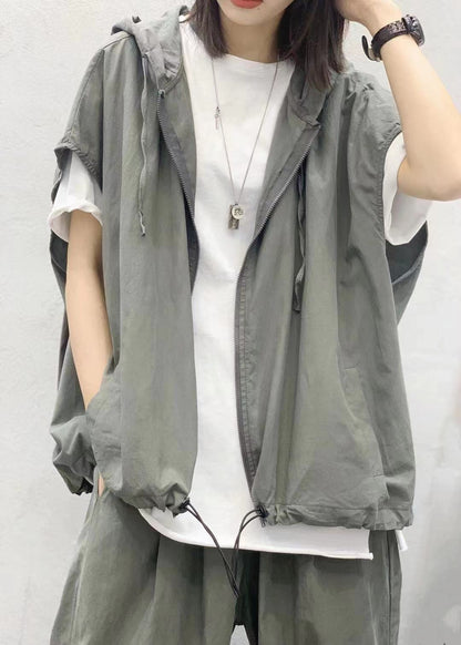 Women Linen Drawstring Leisure Fall Jacket-STYLEGOING