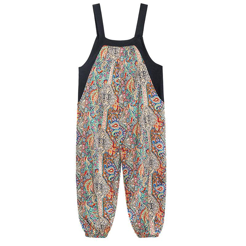 Summer Casual Newspaper Design Jumpsuits-STYLEGOING