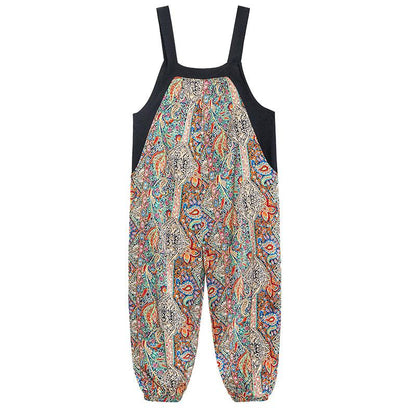 Summer Casual Newspaper Design Jumpsuits-STYLEGOING