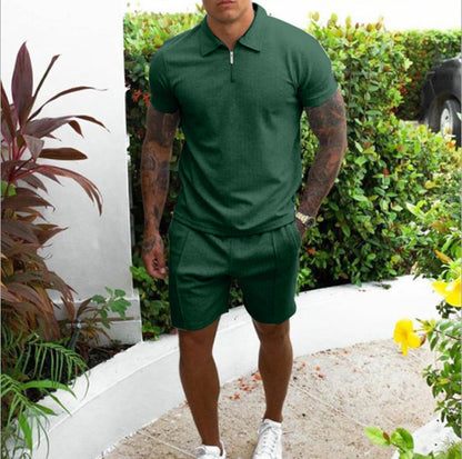 Casual Men's Short Sleeves T Shirts and Shorts Suits