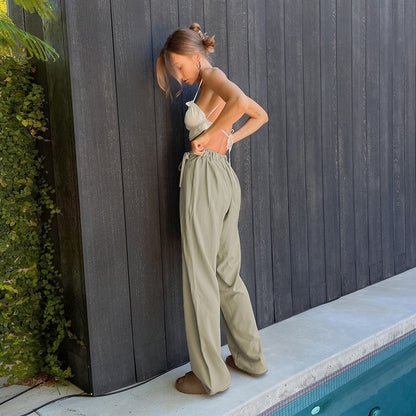 Summer Casual High Waist Women Wide Leg Pants