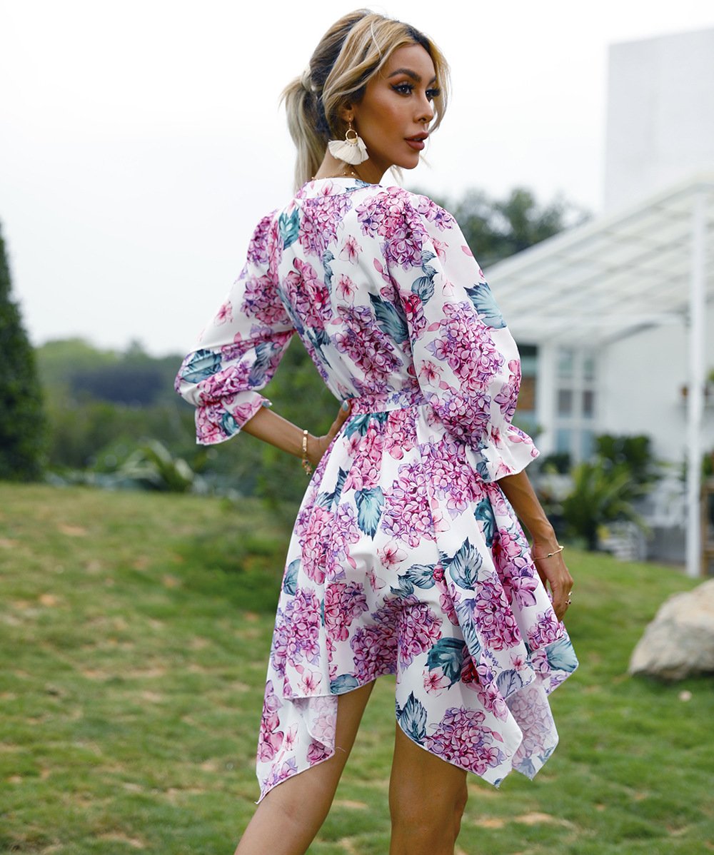 Women Summer Half Sleeves Mini Dresses-STYLEGOING