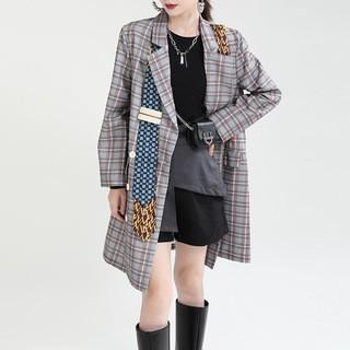 Women Double Breasted Fashion Necktie Blazer Coat