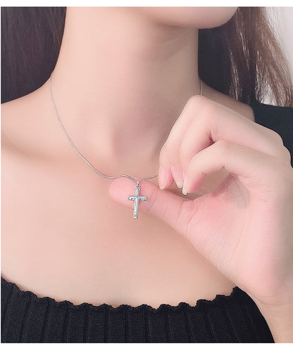 Irregular Cross Design Sterling Silver Necklace for Women