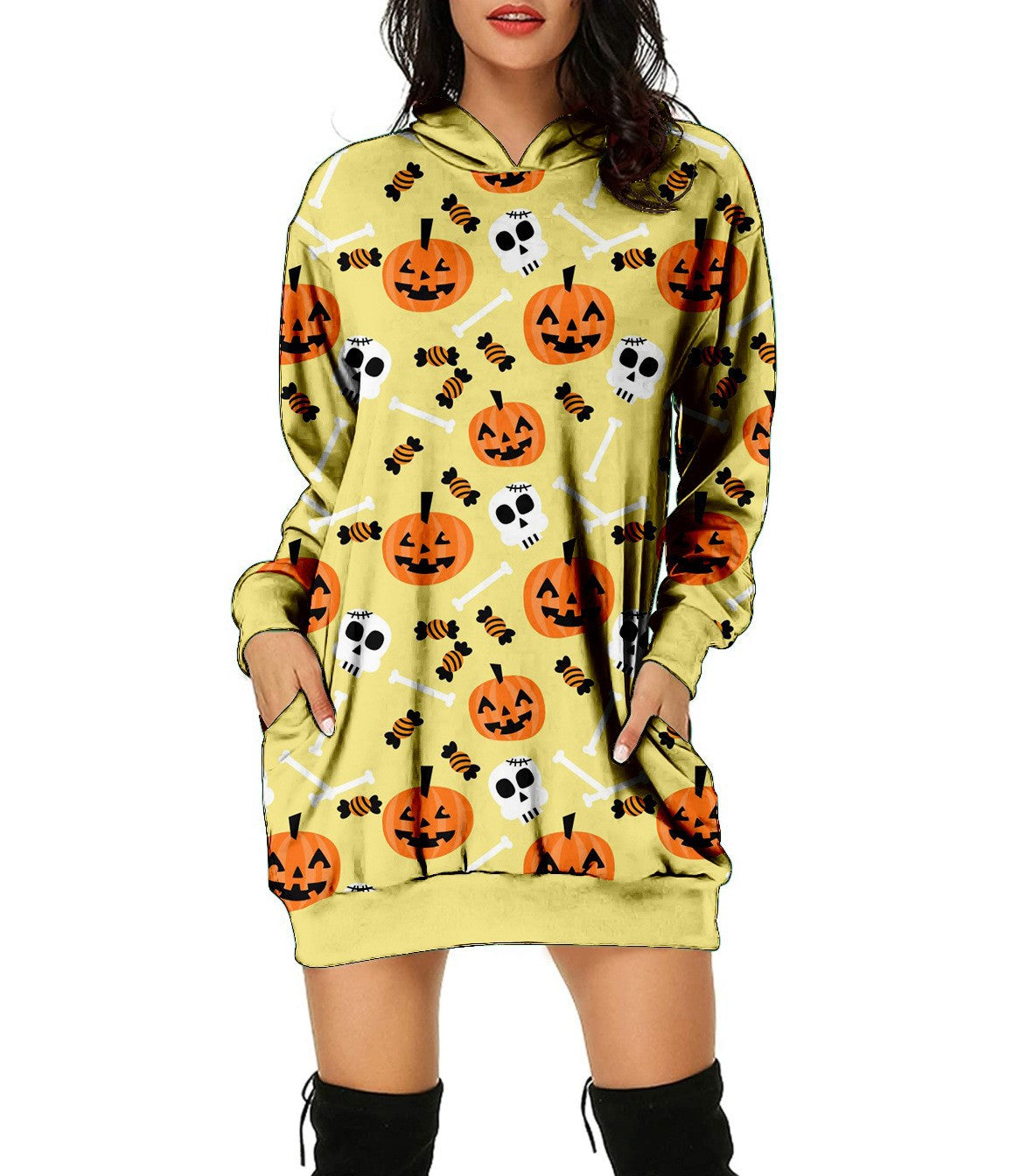 Halloween Pumpkin Design Pullover Hoodies for Women