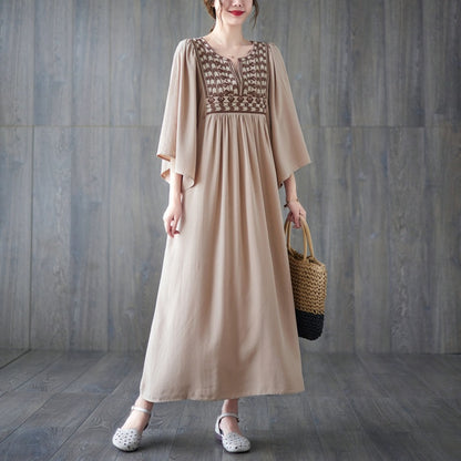 Vintage Embroidery Summer Plus Sizes Long Dresses