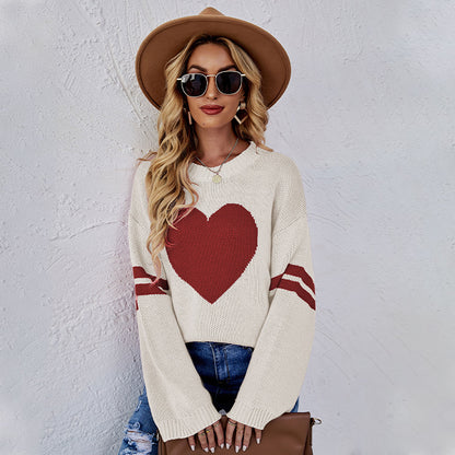 Casual Women Sweetheart Design Pullover Sweaters