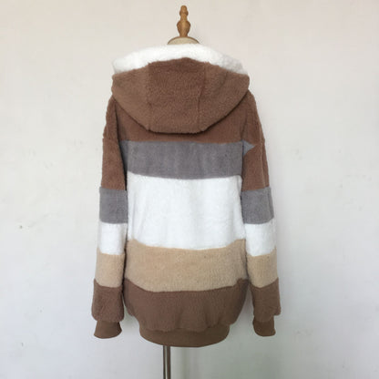 Winter Velvet Zipper Hoodies Overcoat for Women