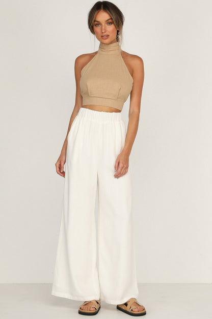 Sexy Summer High Neck Backless Lace Up Crop Top