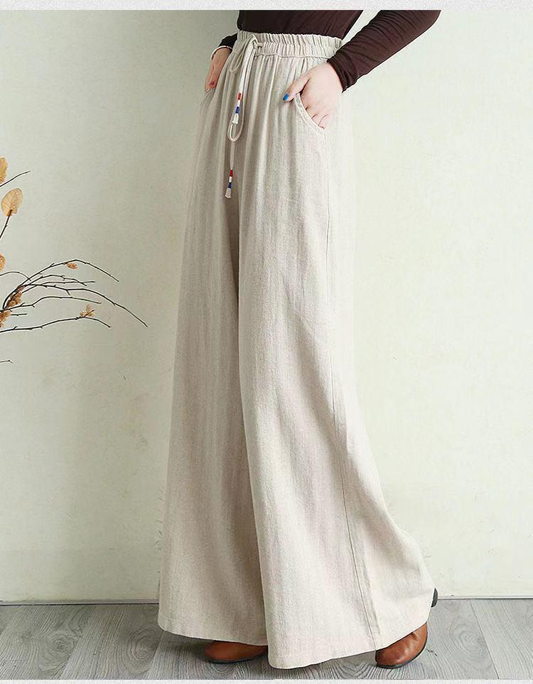 Women Linen Drawstring Summer Casual Pants-STYLEGOING