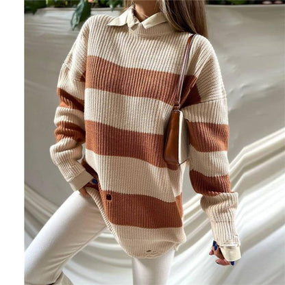 Women Plus Sizes Knitting Long Sweaters