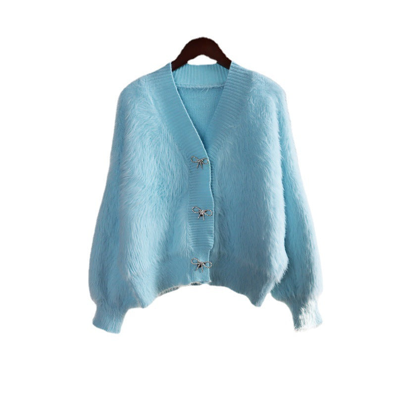 Warm Mink Wool Knitting Women Overcoat