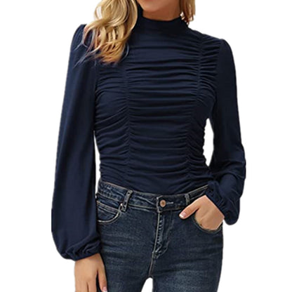 Spring High Neck Women Tight Long Sleeves T Shirts