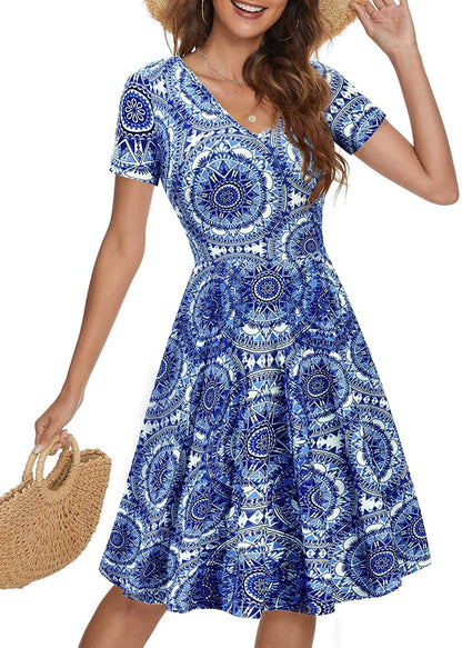 Casual Summer Sunflower Print Daily Women Sun Dresses