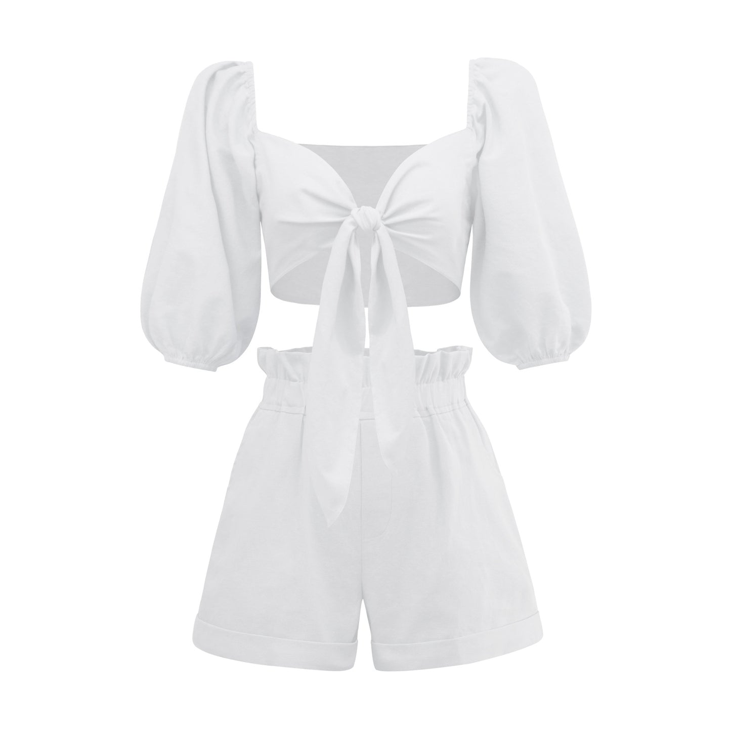 Casual Short Midriff Baring Tops and Shorts Sets for Women