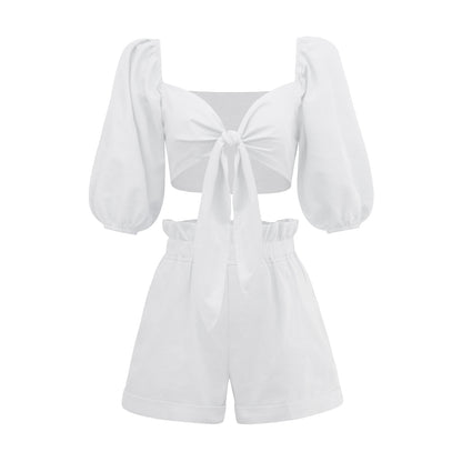 Casual Short Midriff Baring Tops and Shorts Sets for Women
