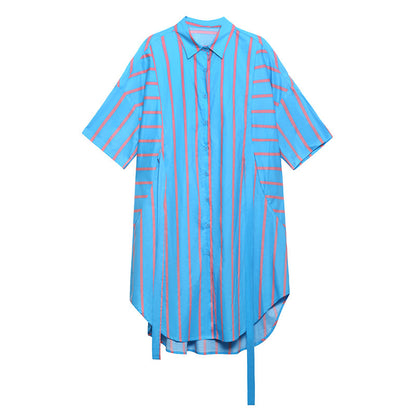 Vintage Striped Summer Short Shirts Dresses