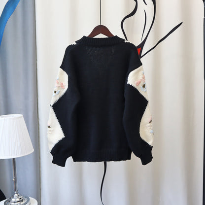 Vintage 3D Knitting Design Women Knitting Overcoats