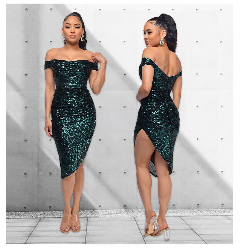Sexy Off The Shoulder Sequined Mini Cocktail Dresses