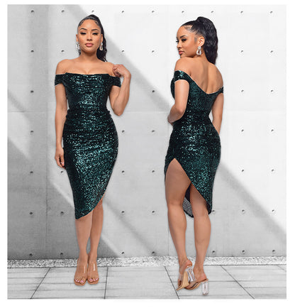 Sexy Off The Shoulder Sequined Mini Cocktail Dresses