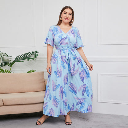 Women Floral Print Plus Sizes Dresses