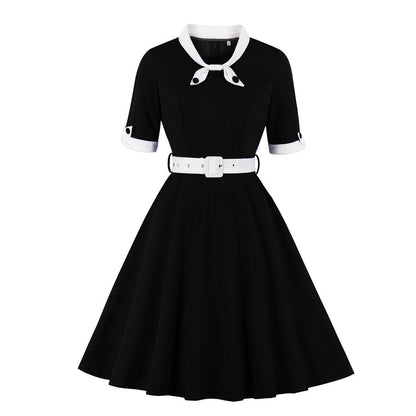 Women Vintage Short Sleeves Midi Dresses-STYLEGOING