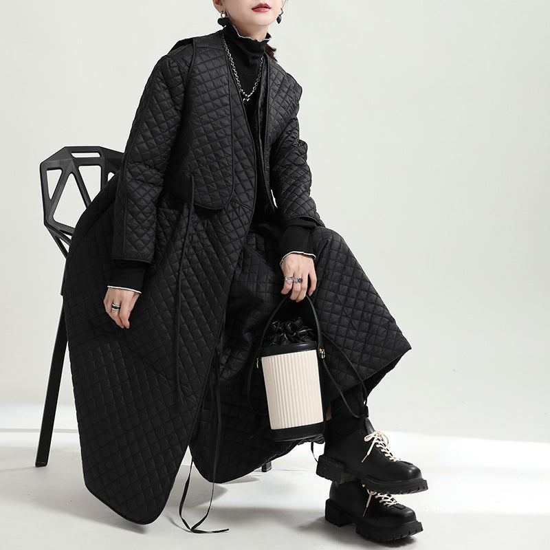 Black Cotton Winter Women Overcoats