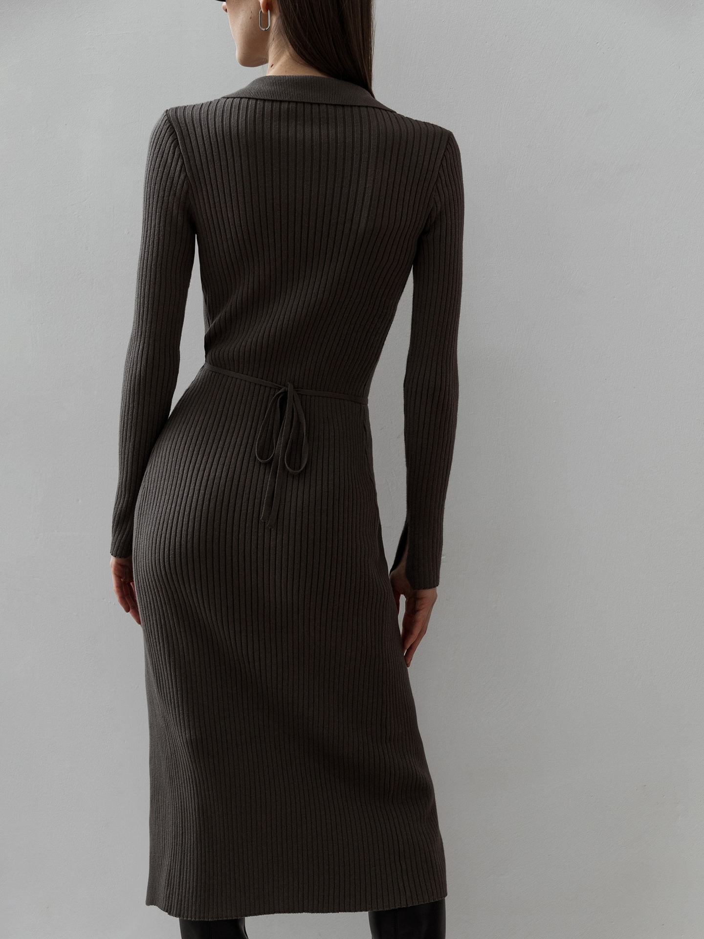 Sexy Polo Neckline Tight Knitted Dresses