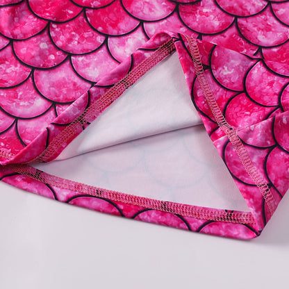 3D Fish Scale Design Two Pieces Swimsuits for Girls