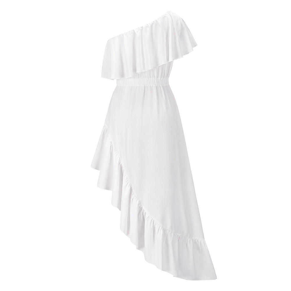 Sexy One Shoulder Irregular Women Summer Dresses