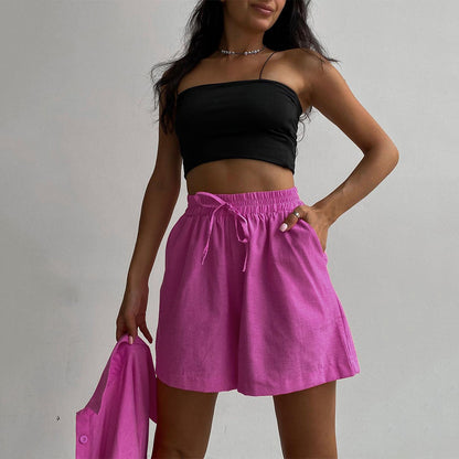 Casual Two Pieces Shirts and Shorts Summer Women Suits