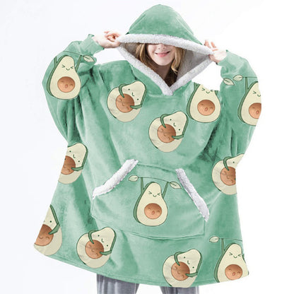 Wearable Fleece Hoodies Sleepwear for Watching TV