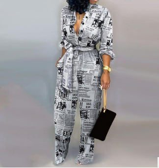New Sexy Letter Print Women Jumpsuits-STYLEGOING