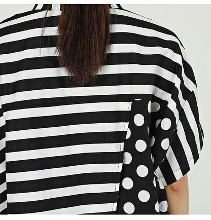 Summer Dot Print Irregular Top Blouses for Women