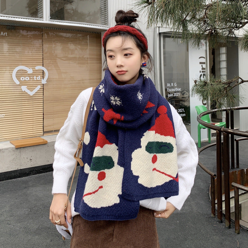 Christmas Santa Claus Knitted Winter Scarves for Gifts