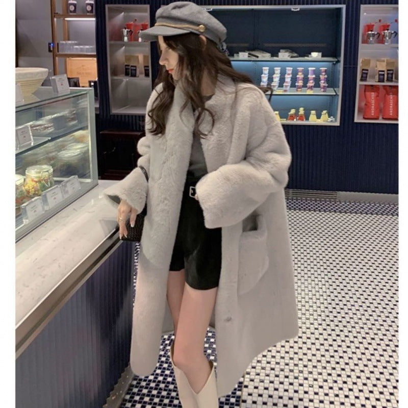 Winter Soft Warm Artificial Fur Long Overcoats for Women