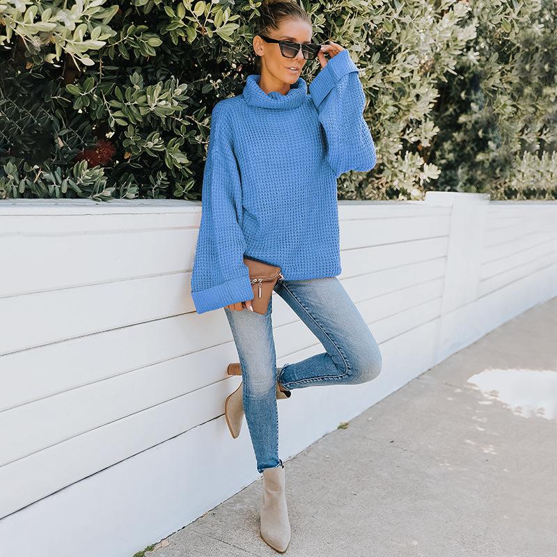 Women High Neck Knitting Fall Sweaters-STYLEGOING